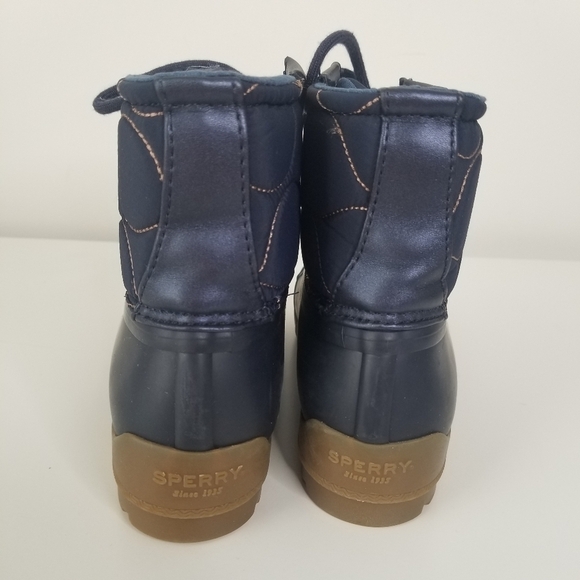 Sperry Navy Gold Quilted Port Boot Size 1M Girls Youth - Picture 4 of 9